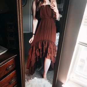 Burnt Red Ruffle Dress